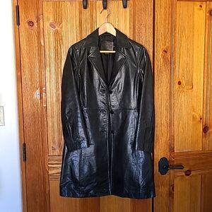 Coach black leather short coat, size XS + protection sleeve